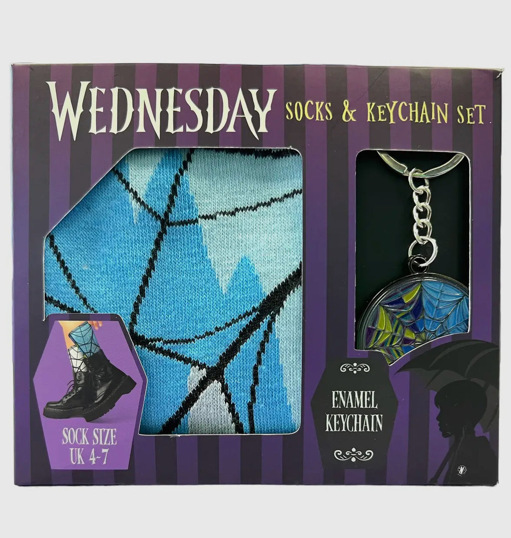 Coffret Wednesday Addams – Chaussettes & Porte-clés 🖤 | Collection Ophelia Hall
