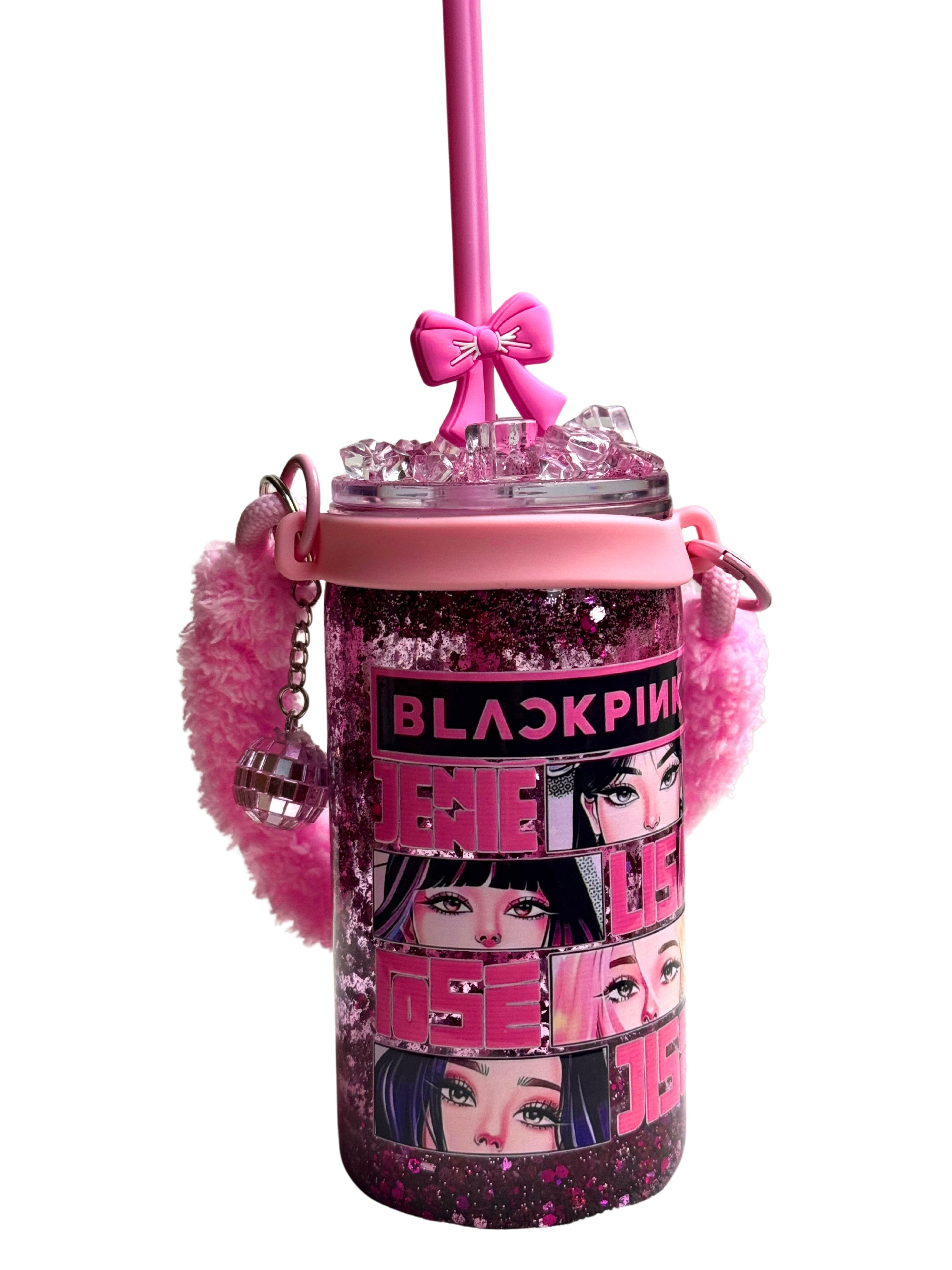 Gobelet boule à neige glitter rose – Style K-pop / Girl Band