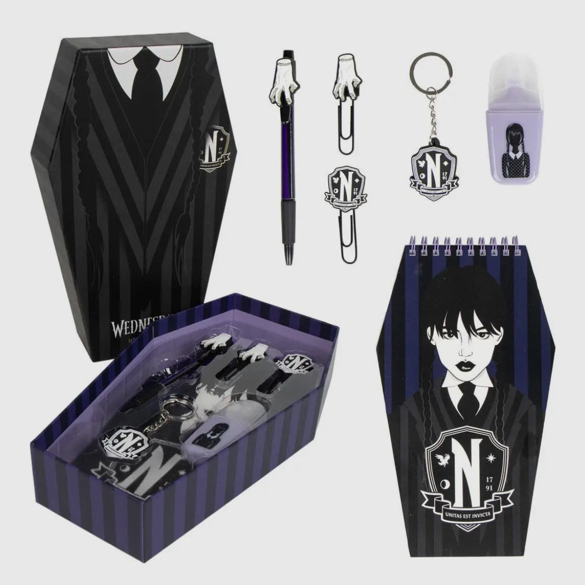 Coffret Papeterie Wednesday Addams ⚰️ | Set complet Nevermore Academy